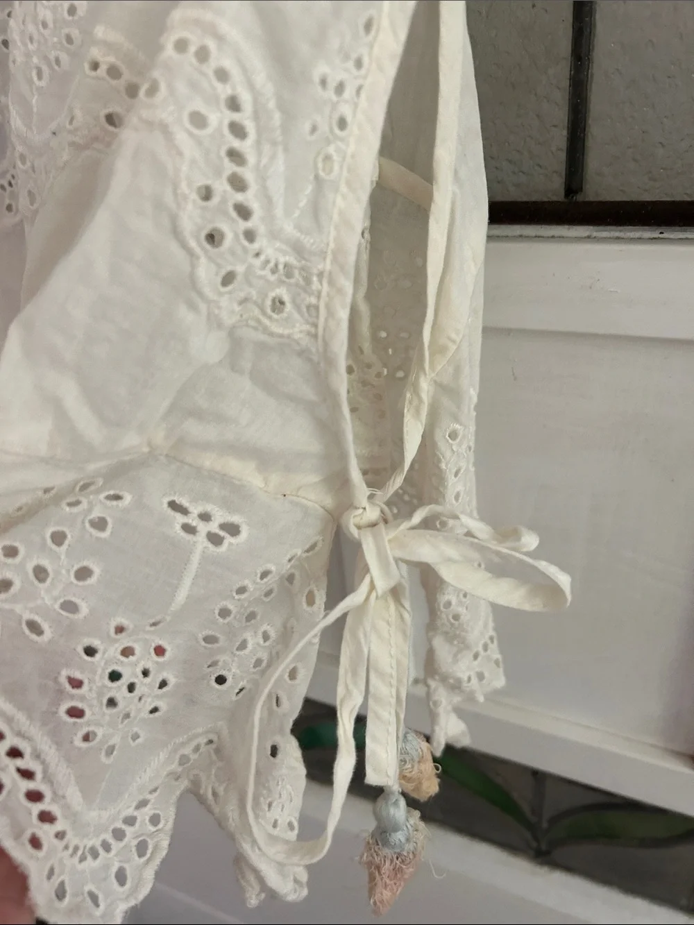 Women’s Cream Eyelet Tie-Shoulder Tank Top - Picture 2 of 4